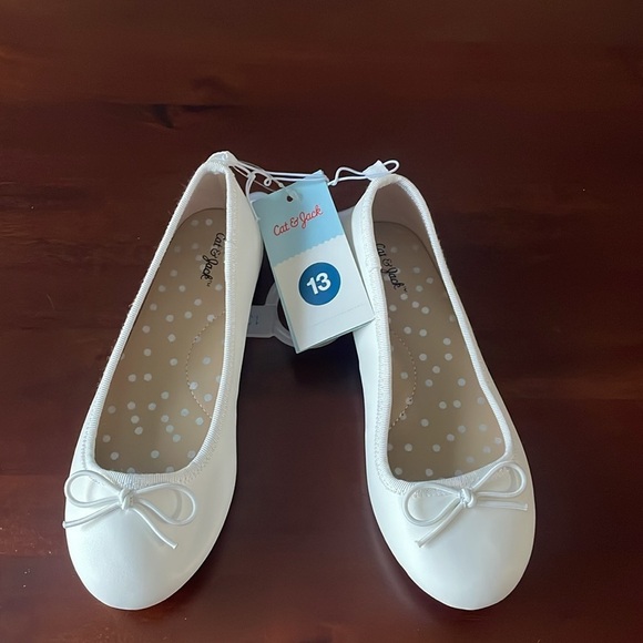 Cat & Jack slides little girls youth white slip on white shoe New size 13 - Picture 1 of 7